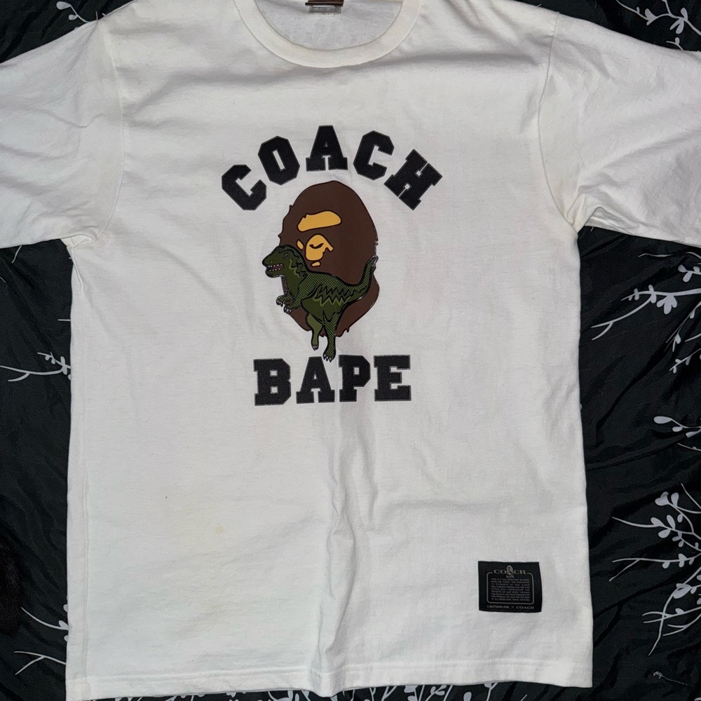 Coach White and Black Short Sleeve Tee